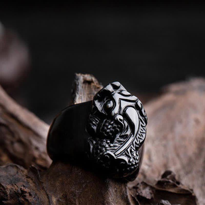 Wear FengShui FengShui PiXiu Black Obsidian Strength Ring