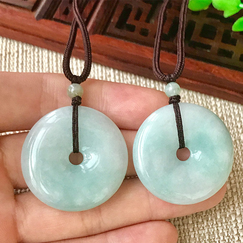 Wear FengShui Round Jade String Luck Necklace Pendant