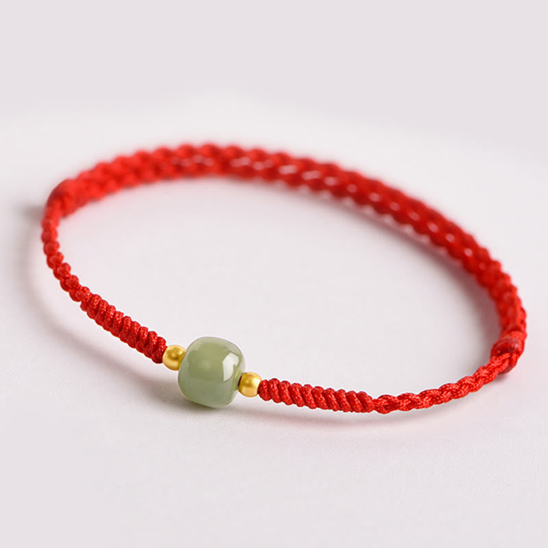 Wear FengShui Handmade Jade Lucky Bead Prosperity Braided Bracelet