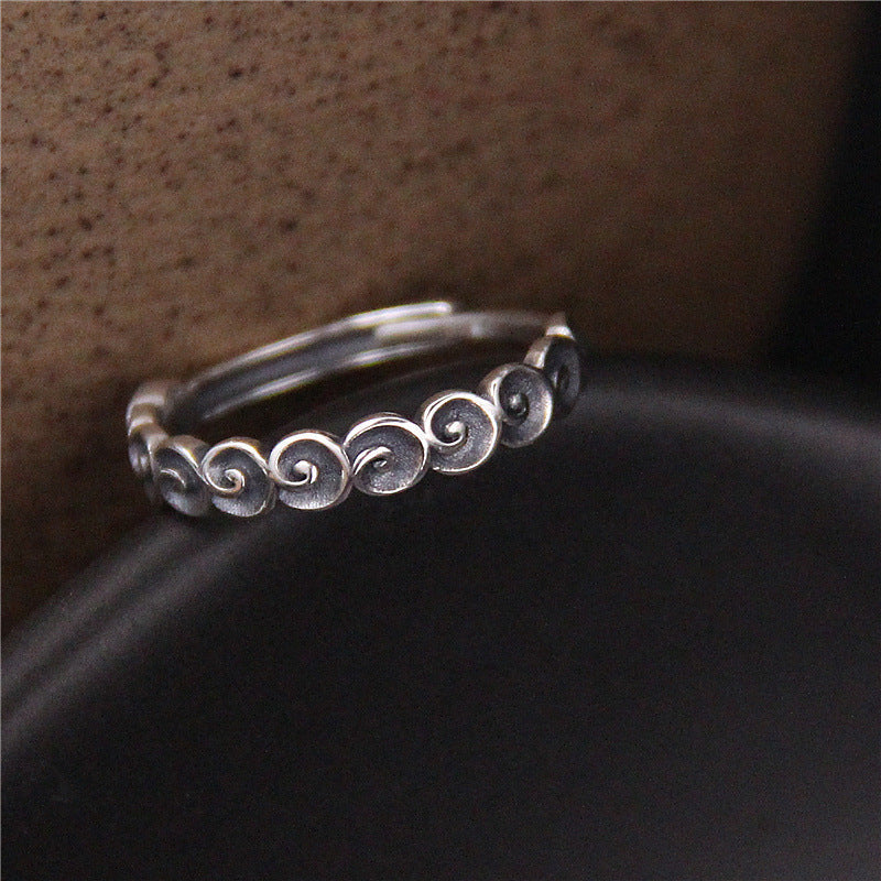 Wear FengShui 925 Sterling Silver Auspicious Clouds Engraved Ring