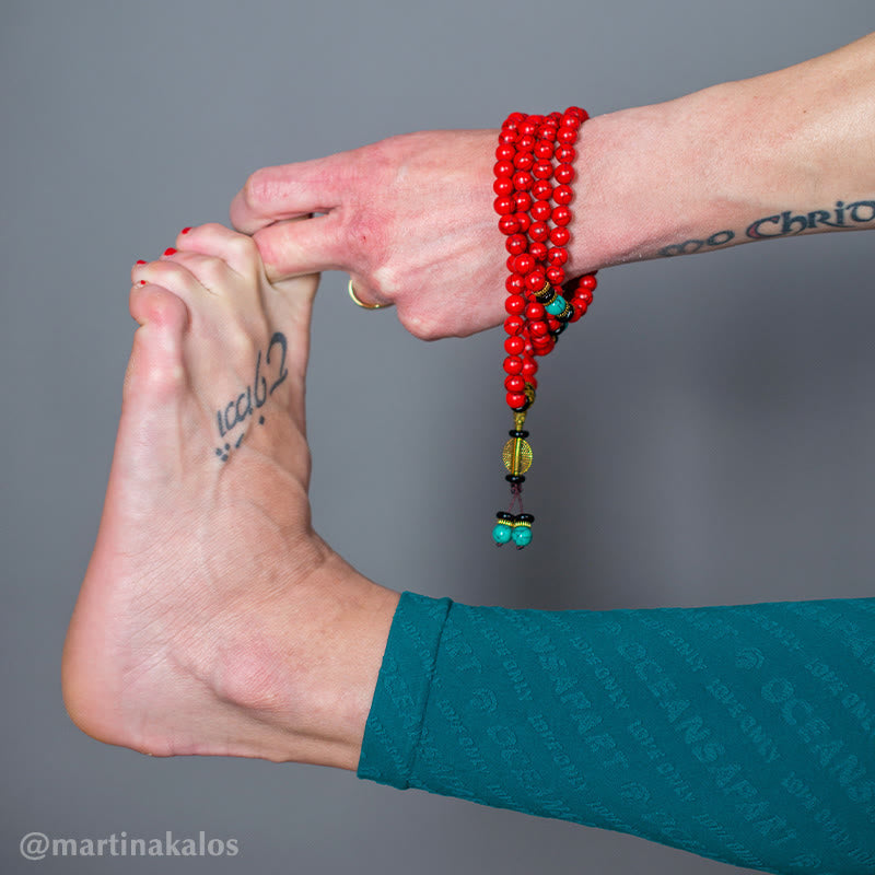Wear FengShui Tibetan Mala Red Turquoise Lucky Necklace Bracelet