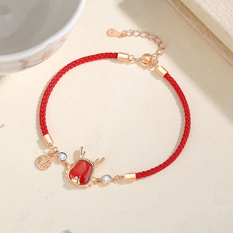 ❗❗❗A Flash Sale- Wear FengShui 925 Sterling Silver Year of the Dragon Natural Red Agate Dragon Attract Fortune Fu Character Strength Bracelet Necklace Pendant Earrings