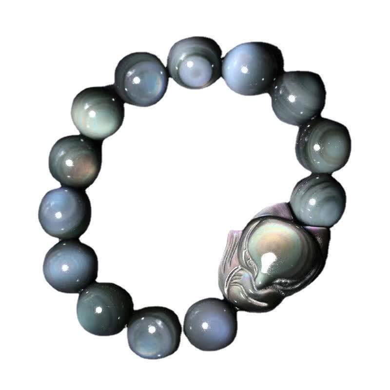 Wear FengShui Rainbow Obsidian Fox Healing Positive Bracelet