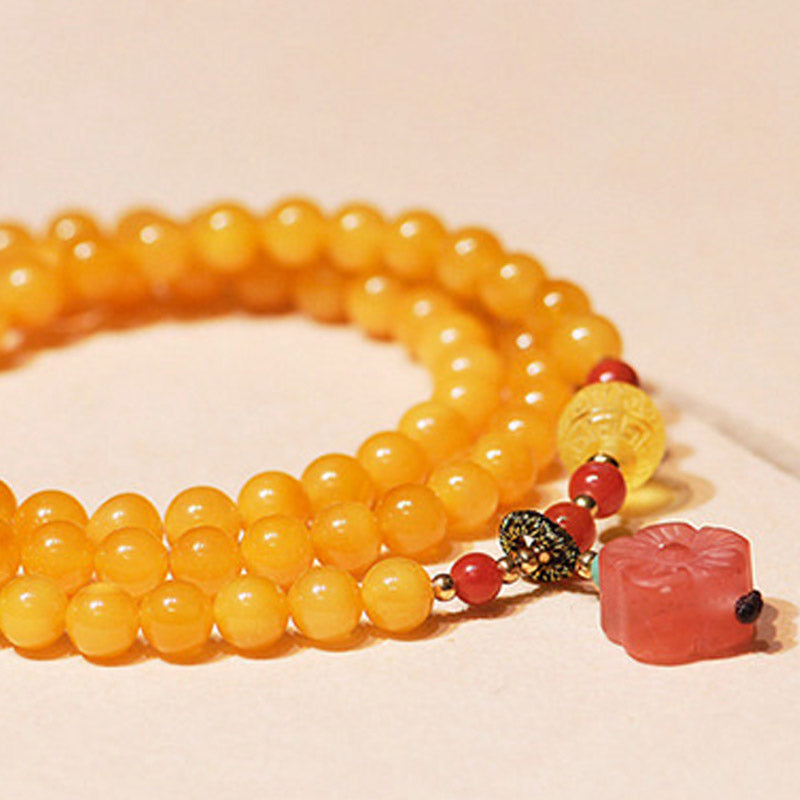 Wear FengShui Amber Healing Balance Necklace Flower Charm Bracelet