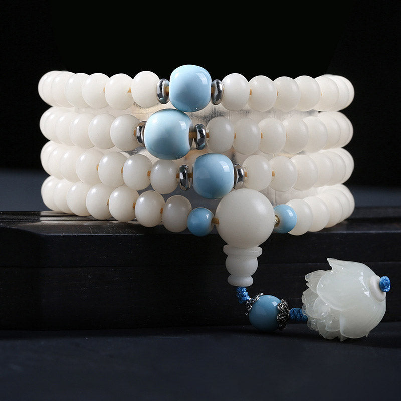 Wear FengShui Bodhi Seed Bead Lotus Blessing Charm Bracelet