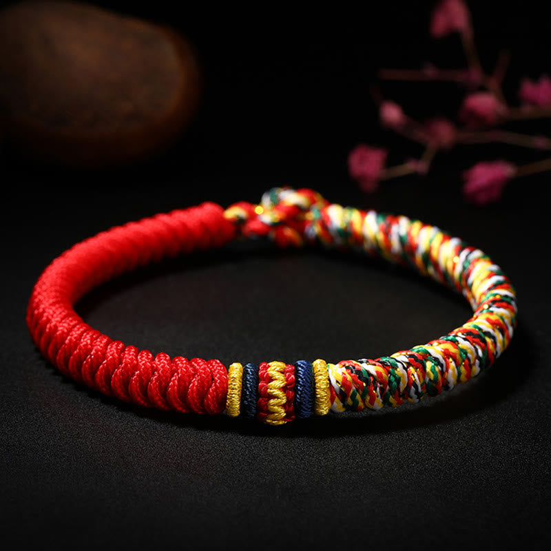 Wear FengShui Tibetan Handmade Multicolored Thread King Kong Knot Strength Braid String Bracelet