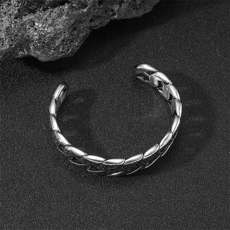 Wear FengShui Tibetan Om Mani Padme Hum Mantra Titanium Steel Peace Cuf Bangle Bracelet