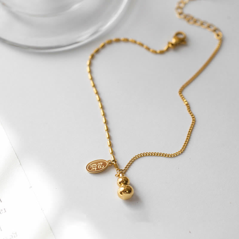 Wear FengShui 18k Gold Plated Copper Lucky Gourd Design Wealth Buckle Anklet