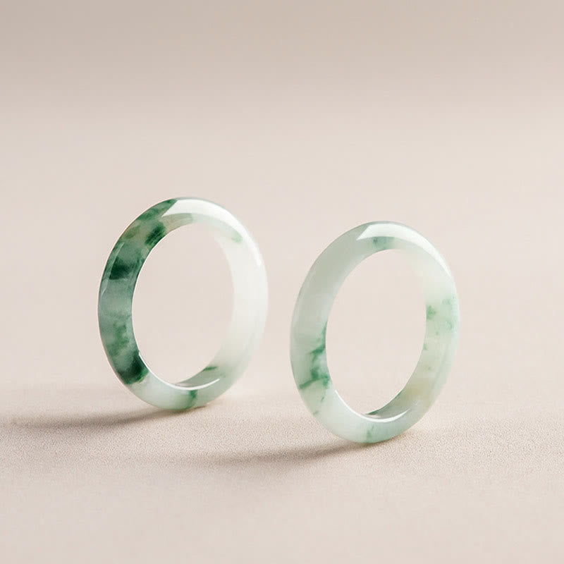 Wear FengShui Natural Green Jade Luck Abundance Ring