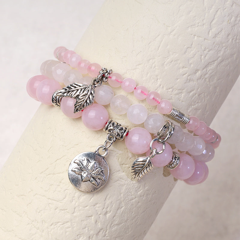 Wear FengShui 3PCS Natural Quartz Crystal Beaded Healing Energy Lotus Bracelet