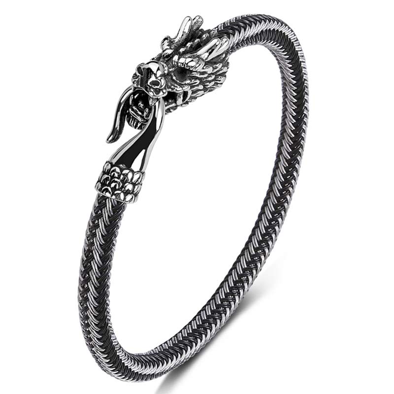 Wear FengShui Dragon Titanium Steel Protection Luck Bracelet