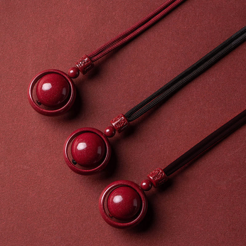 Wear FengShui Cinnabar Om Mani Padme Hum PiXiu Blessing Lucky Bead Necklace Pendant