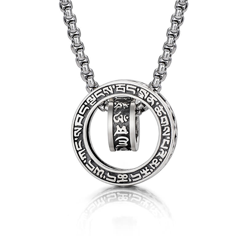 Wear FengShui Tibetan Om Mani Padme Hum Carved Peace Purity Chain Necklace Pendant