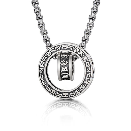 Wear FengShui Tibetan Om Mani Padme Hum Carved Peace Purity Chain Necklace Pendant