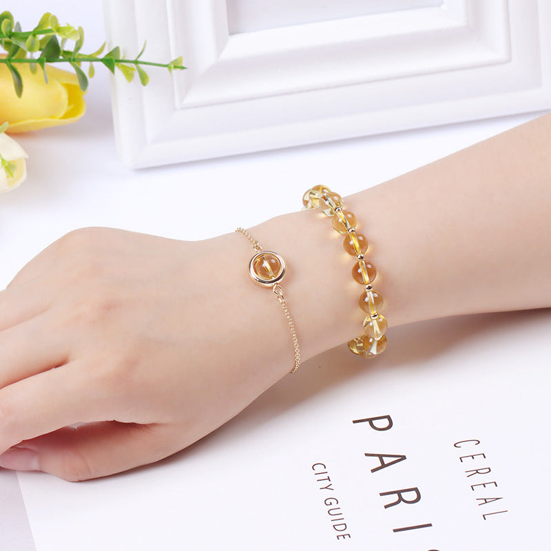 Wear FengShui Sun Stone Strawberry Quartz Crystal Positive Bracelet