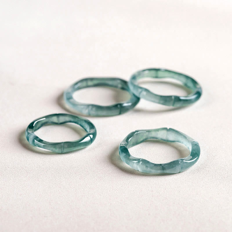 Wear FengShui Natural Jade Bamboo Prosperity Abundance Ring