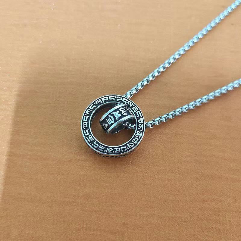 Wear FengShui Tibetan Om Mani Padme Hum Carved Peace Purity Chain Necklace Pendant