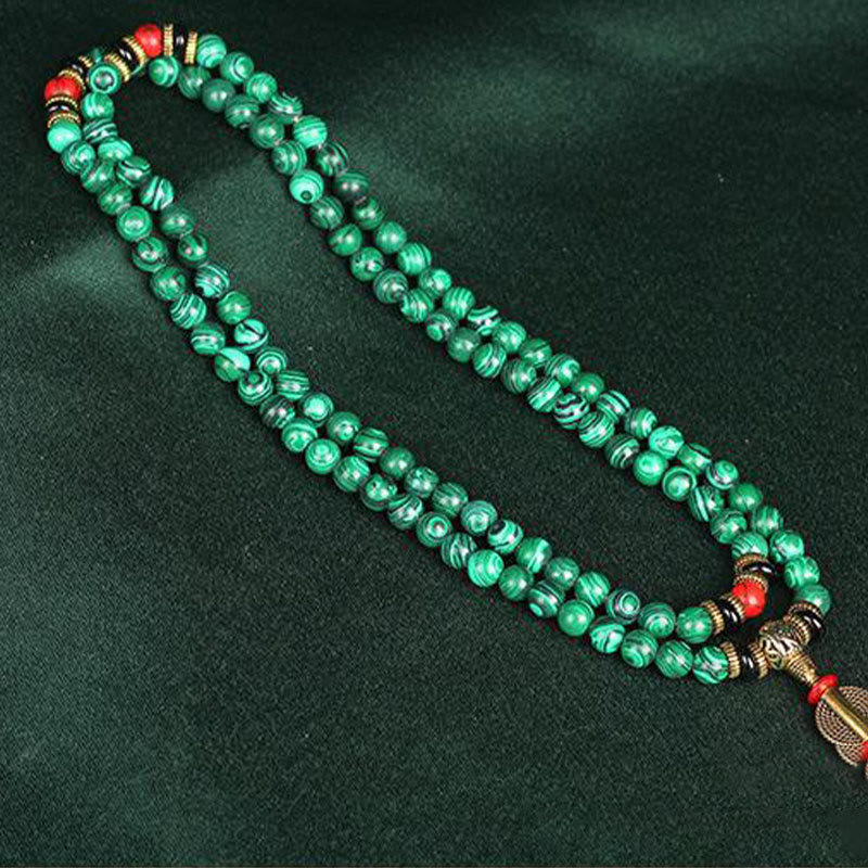 Wear FengShui Tibetan 108 Mala Malachite Beads Bracelet Necklace