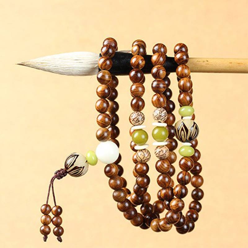 Wear FengShui Tibetan Rosewood Mala Protection Calm Bracelet