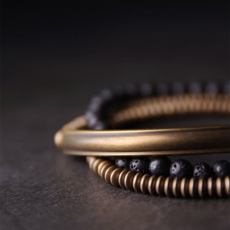 Wear FengShui Vintage Lava Rock Copper Support Bracelet