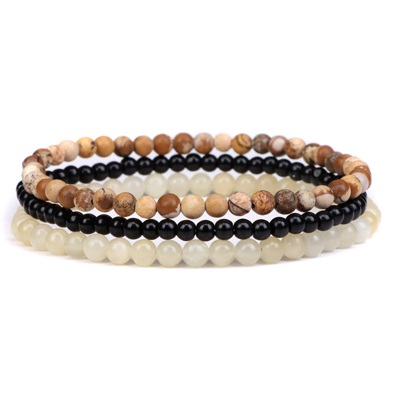Wear FengShui 3Pcs Natural Crystal Stone Inner Peace Spiritual Bracelet