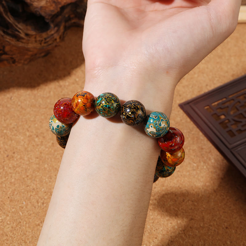 Wear FengShui Natural Multicolored Lacquer Beads Calm Bracelet