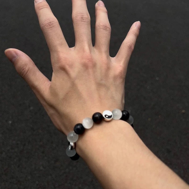 Wear FengShui Black Obsidian Cat's Eye Yin Yang Purification Strength Bracelet
