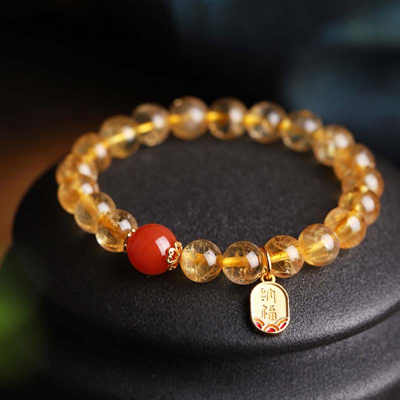 Wear FengShui Citrine Red Agate Fortune Charm Bracelet
