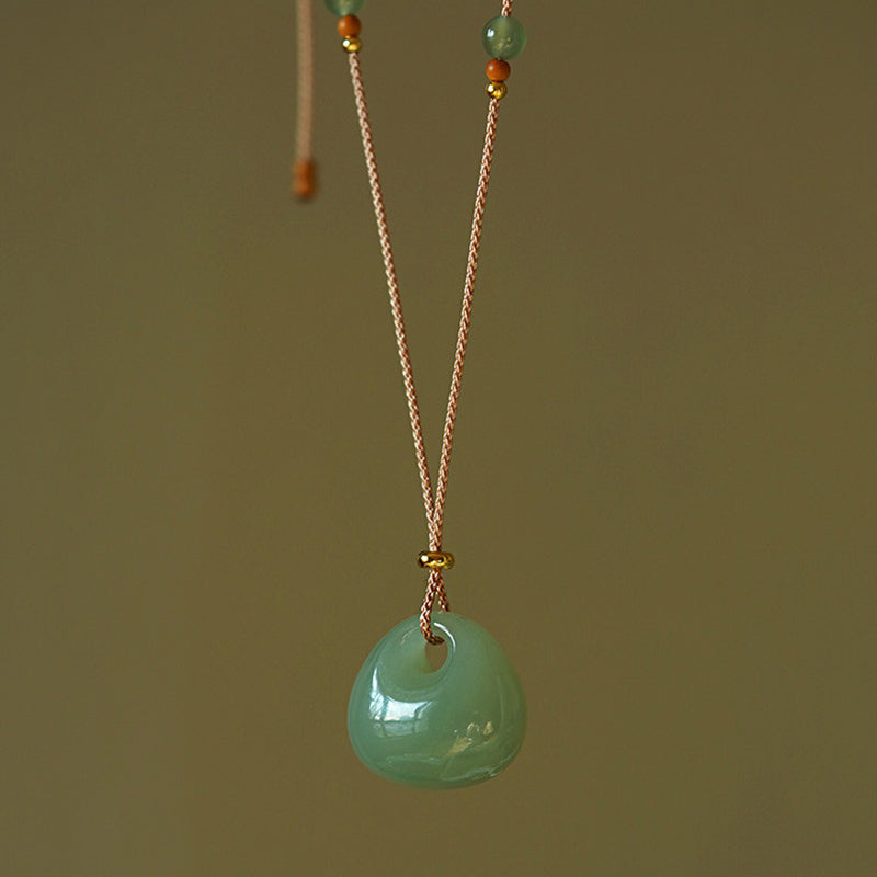 Wear FengShui Natural Jade Luck Prosperity Necklace Pendant (Random Color)
