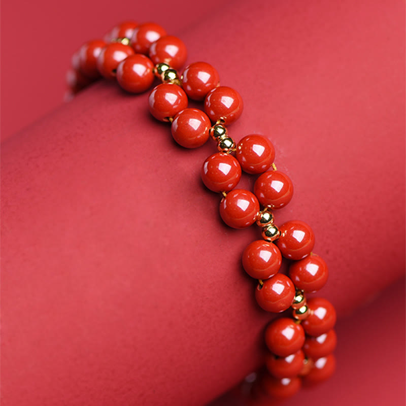Wear FengShui Natural Cinnabar Beaded Blessing Bracelet