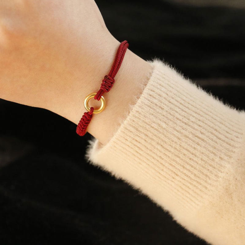 Wear FengShui Alloy Peace Buckle Luck Red String Bracelet