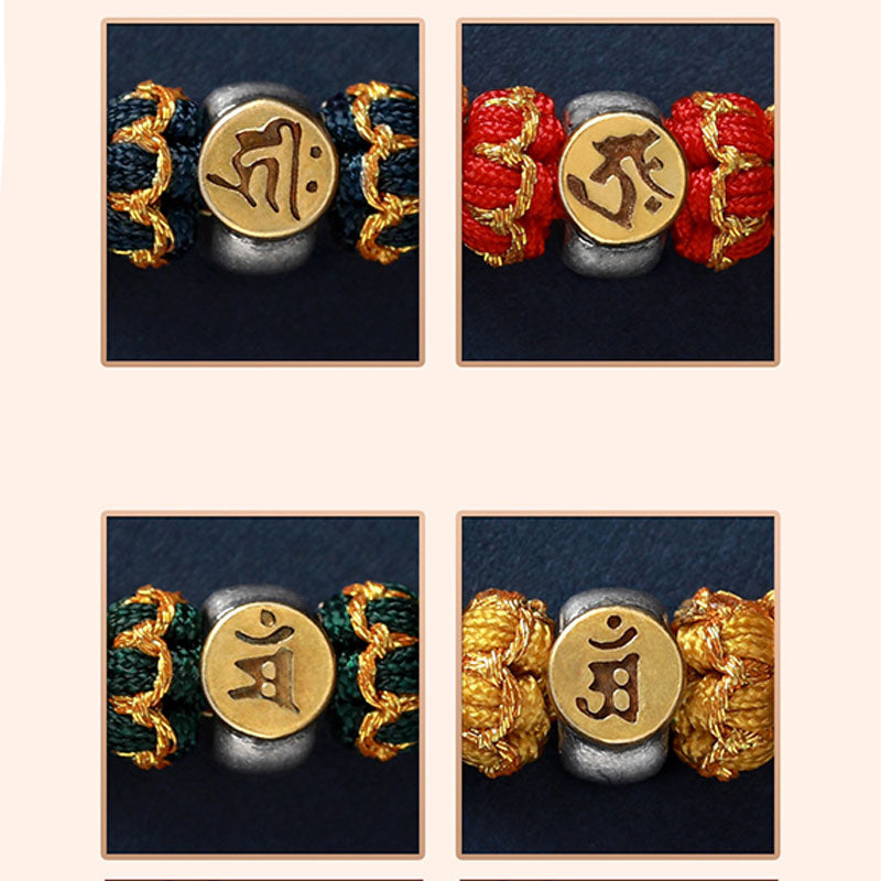 Wear FengShui Chinese Zodiac Natal Buddha Silver Luck Braided String Bracelet
