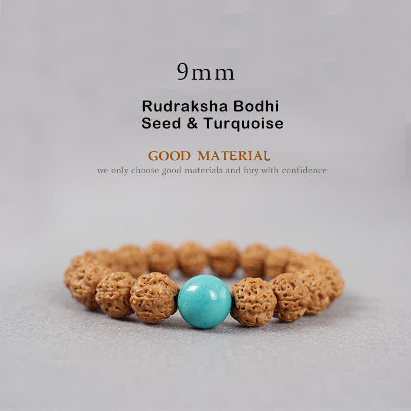 Wear FengShui Tibet Rudraksha Bodhi Seed Dzi Bead Amber Turquoise Wealth Bracelet