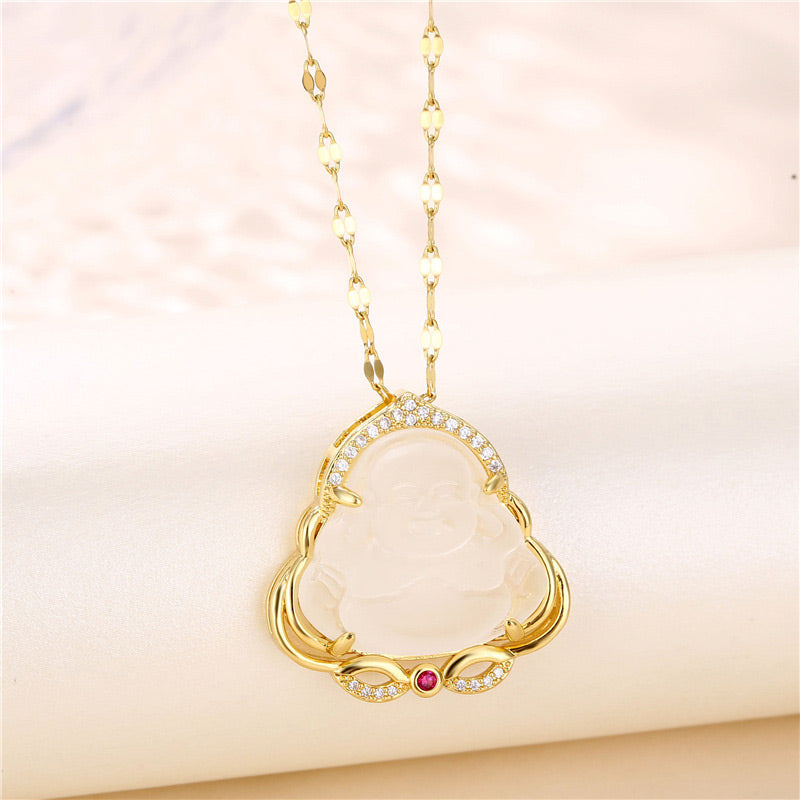 Wear FengShui Natural Laughing Buddha Peace Necklace