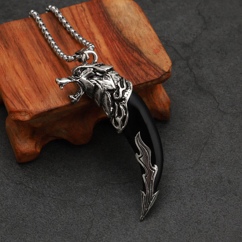 Wear FengShui Imitation Wolf Tooth Titanium Steel Balance Necklace Pendant