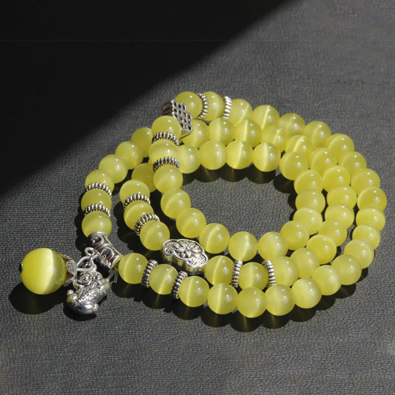 Wear FengShui Cat Eye PiXiu Support Triple Wrap Bracelet