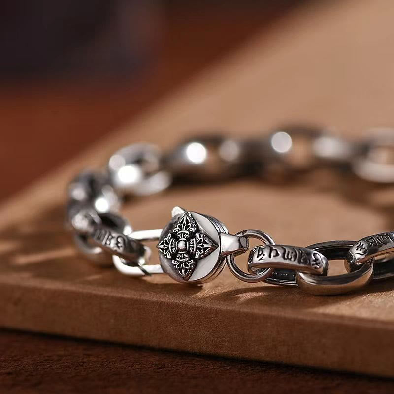 Wear FengShui Om Mani Padme Hum Double Dorje Copper Engraved Wisdom Bracelet