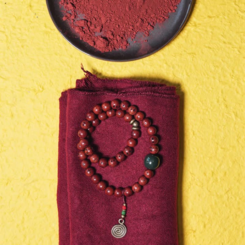 Wear FengShui Bodhi Seed Cyan Jade Copper Peace Luck Bracelet