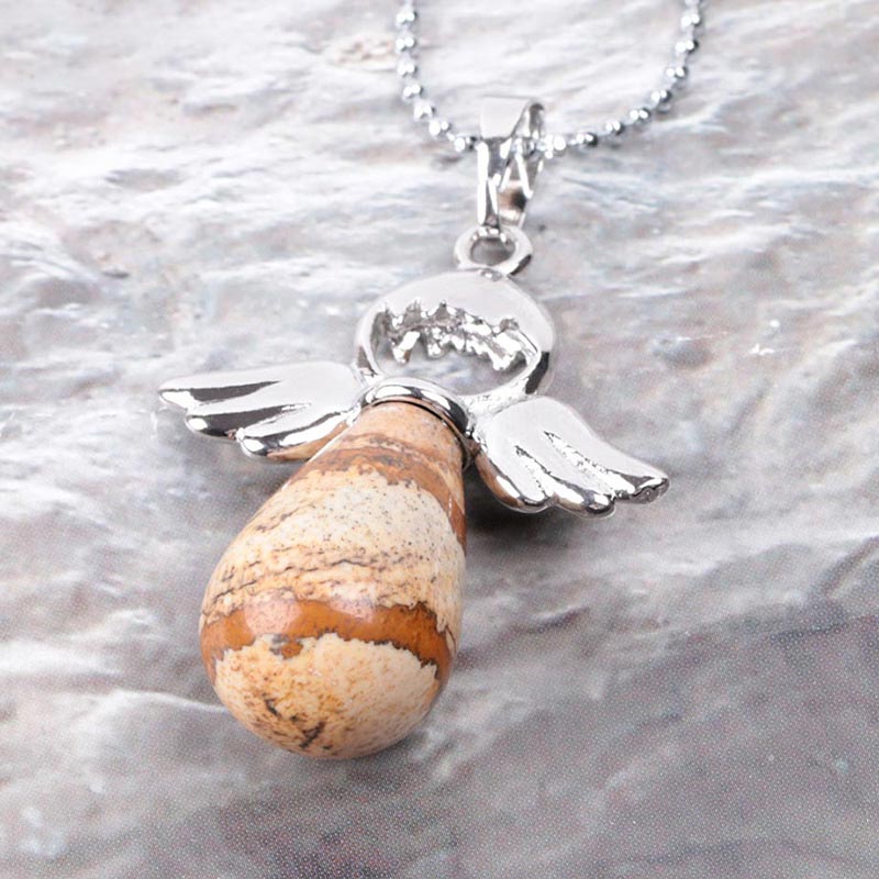 Wear FengShui Little Angel Wings Natural Crystal Luck Necklace Pendant