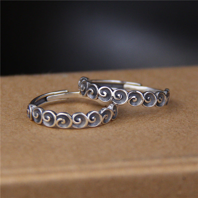 Wear FengShui 925 Sterling Silver Auspicious Clouds Engraved Ring
