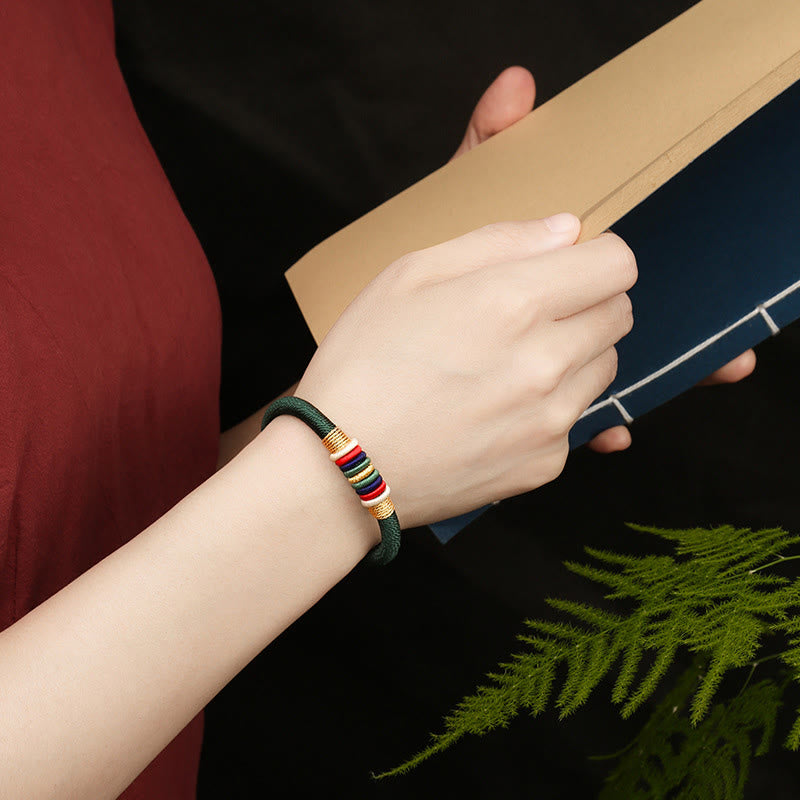 Wear FengShui Tibetan Handmade Colorful King Kong Knot Five Elements Luck Braid String Bracelet