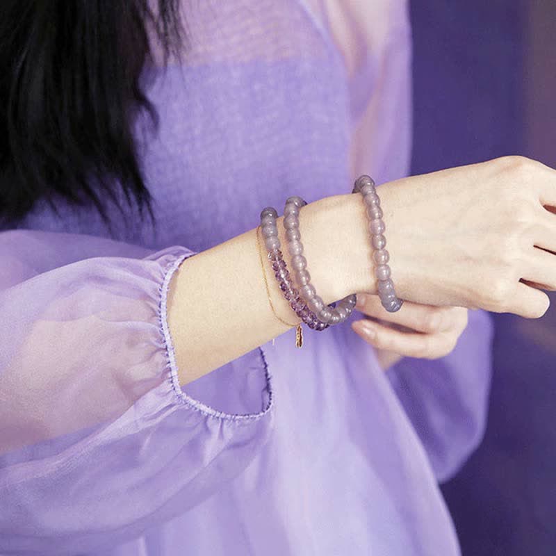 Wear FengShui Natural Amethyst Crystal Meditation Healing Bracelet