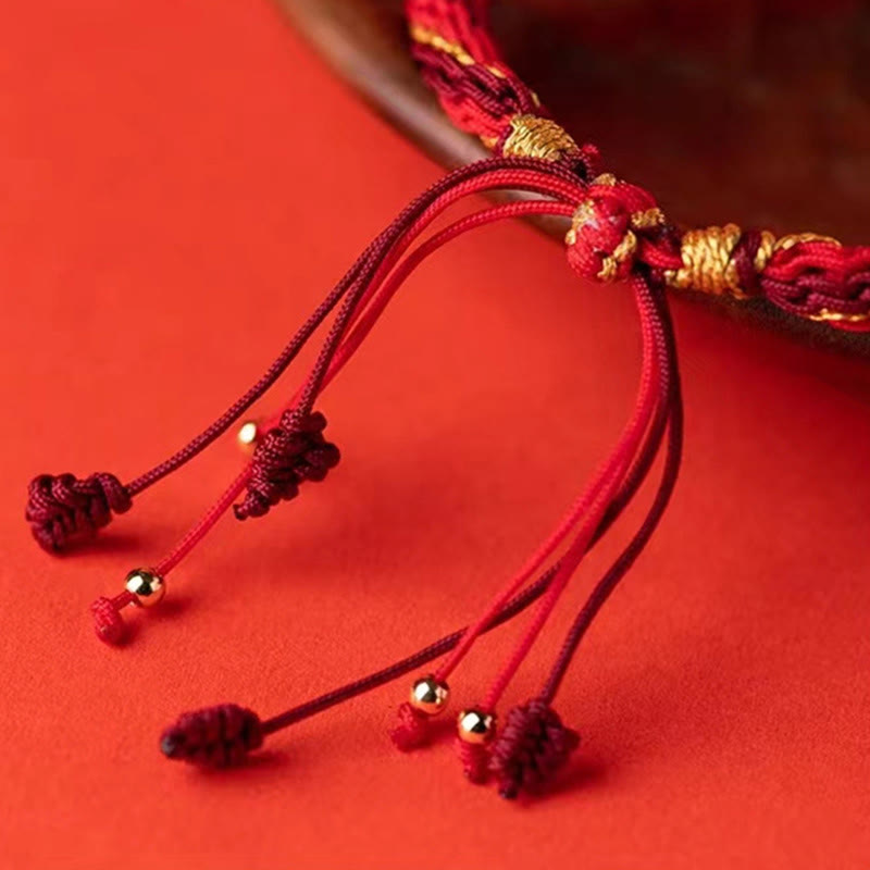 Wear FengShui Five Directions Gods of Wealth Handmade Reincarnation Knot Protection String Braid Bracelet