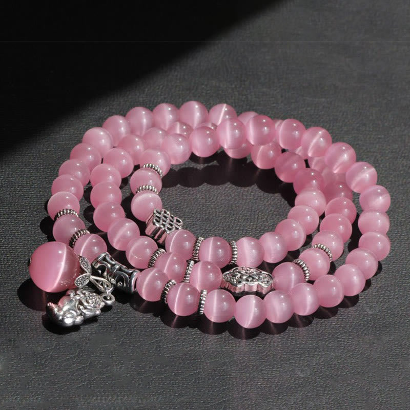 Wear FengShui Cat Eye PiXiu Support Triple Wrap Bracelet