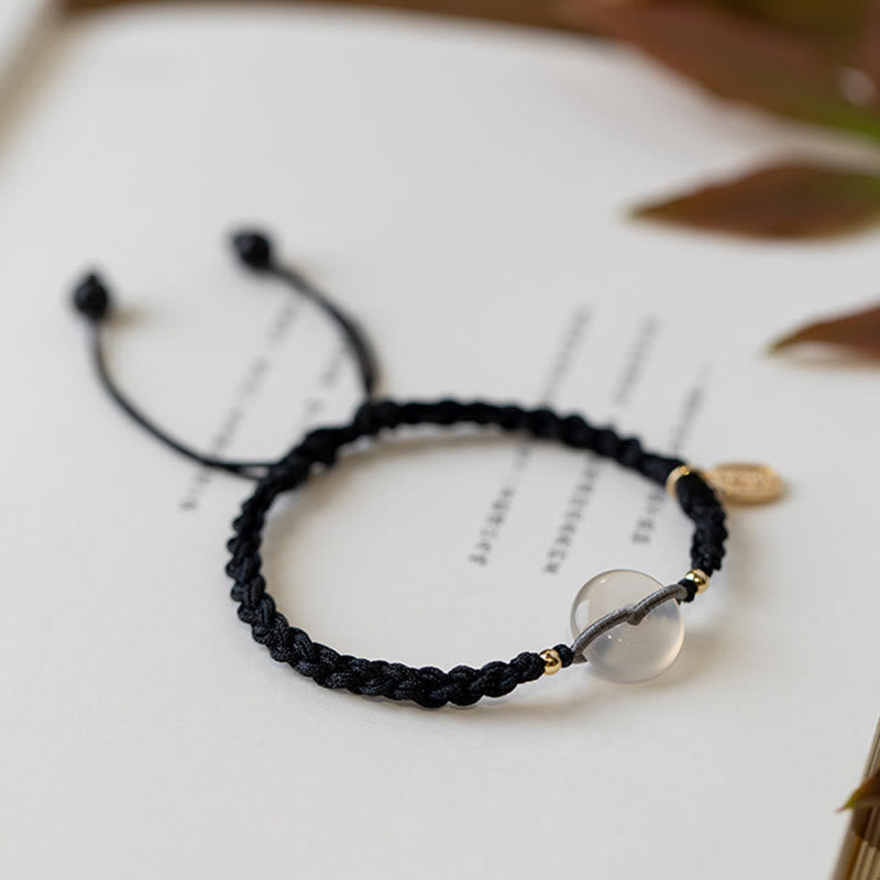Wear FengShui Chalcedony Round Peace Buckle Positive String Bracelet