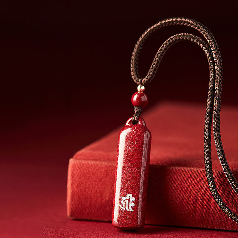 Wear FengShui Chinese Zodiac Natal Buddha Cinnabar Amulet Protection String Necklace Pendant