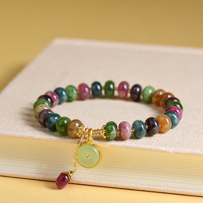 Wear FengShui Colorful Tourmaline Cute Flower Rabbit Charm Love Bracelet