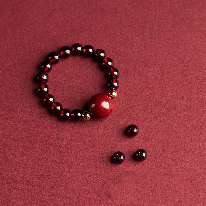Wear FengShui Garnet Cinnabar Lucky Bead PiXiu Om Mani Padme Hum Rose Protection Ring