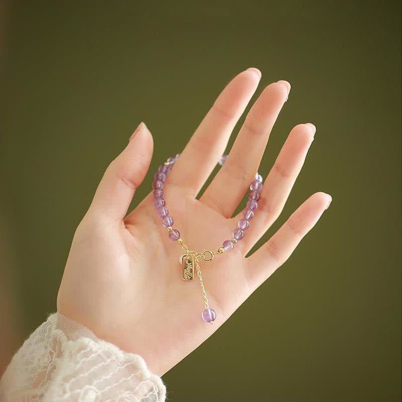 Wear FengShui Natural Amethyst Crystal Relieves Stress Bracelet