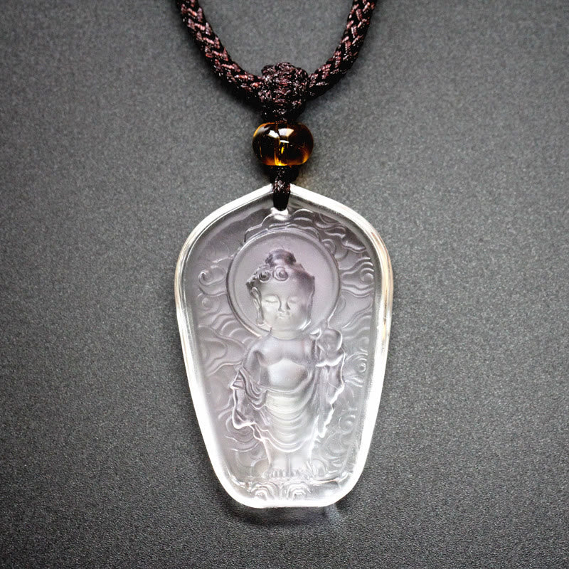 Wear FengShui Tibetan Buddha Liuli Crystal Serenity Necklace Pendant